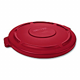 BRUTE Self-Draining Flat Top Lids for 32 gal Round BRUTE Containers, 22.25" Diameter x 3"h, Red, 3/Carton (2654REDCT)