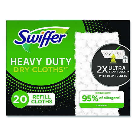 Heavy-Duty Dry Refill Cloths, 10.3 x 7.8, White, 20/Pack, 4 Packs/Carton (77197)