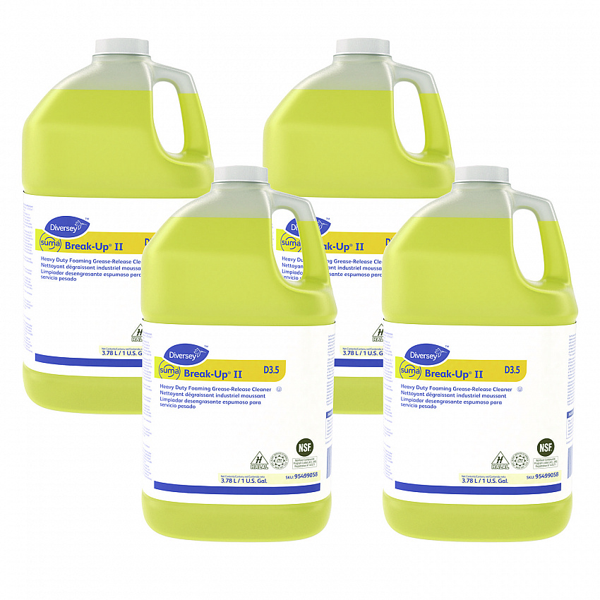 Suma Break-Up II D3.5 Heavy-Duty Foaming Grease-Release Cleaner, 128 oz Bottle, 4/Carton (95499058)