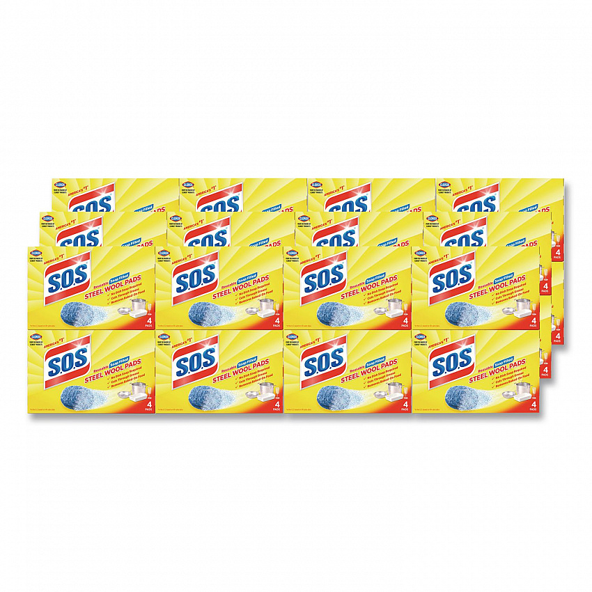 Steel Wool Soap Pads, Steel, 4/Box, 24 Boxes/Carton (98041)