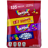 Skittles, Starburst and Life Savers Fun Size Fruity Candy Assortment, 45.85 oz Bag, 135 Pieces, Individually Wrapped (29689)