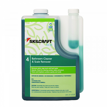 7930017149187, SKILCRAFT ECO Bathroom Cleaner and Scale Remover Concentrate, 2 L Bottle, 4/Pack (7149187)
