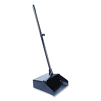 Lobby Dust Pan, 11.75 x 37, 34" Handle, Plastic/Aluminum, Black, 6/Carton (02600)