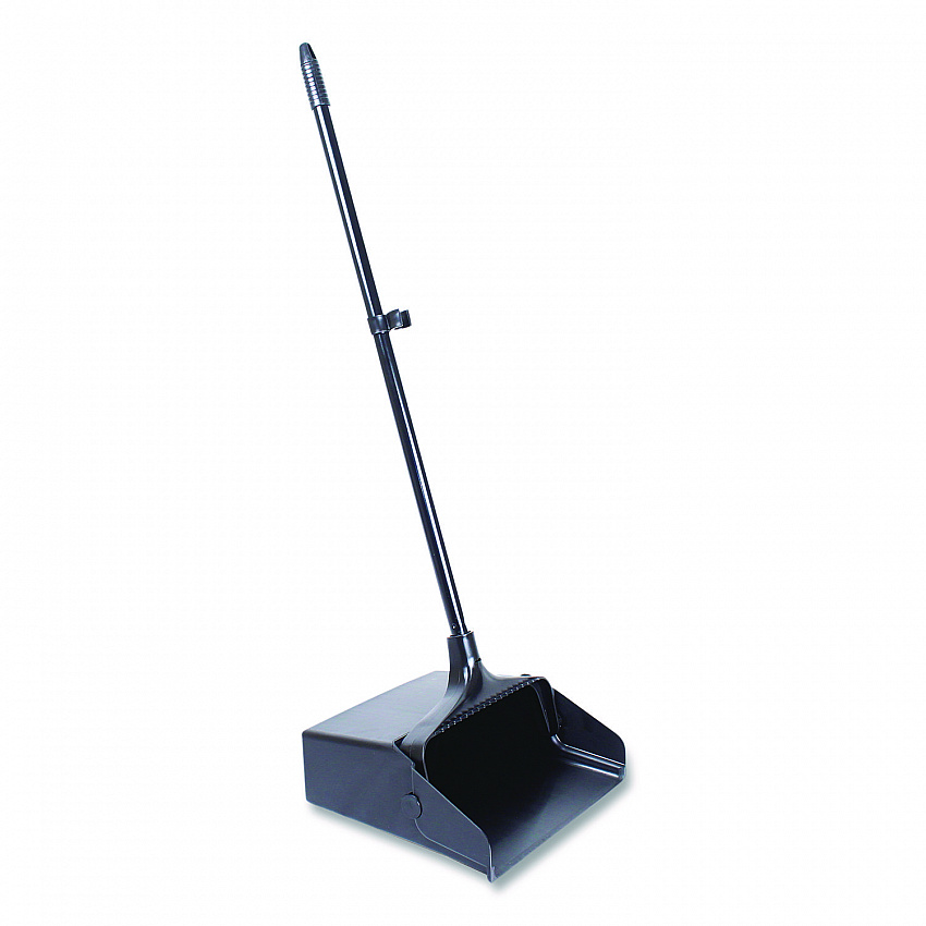Lobby Dust Pan, 11.75 x 37, 34" Handle, Plastic/Aluminum, Black, 6/Carton (02600)