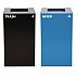 29 Gallon Trash/Recycling Cans, Steel, Blue Mixed Recycling Can with Square Lid, Black Trash Can with Square Lid (4450BLKKIT2)