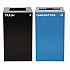 29 Gallon Trash/Recycling Cans, Steel, Blue Cans/Bottles Recycling with Mixed Lid, Black Trash Can with Square Lid (4450BLKKIT5)