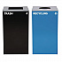 29 Gallon Trash/Recycling Cans, Steel, Blue Recycling with Circle Lid, Black Trash Can with Square Lid (4450BLKKIT6)