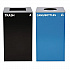 29 Gallon Trash/Recycling Cans, Steel, Blue Cans/Bottles Recycling with Circle Lid, Black Trash Can with Square Lid (4450BLKKIT7)