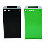 29 Gallon Trash/Recycling Cans, Steel, Green Compost Can with Square Lid, Black Trash Can with Square Lid (4450BLKKIT9)