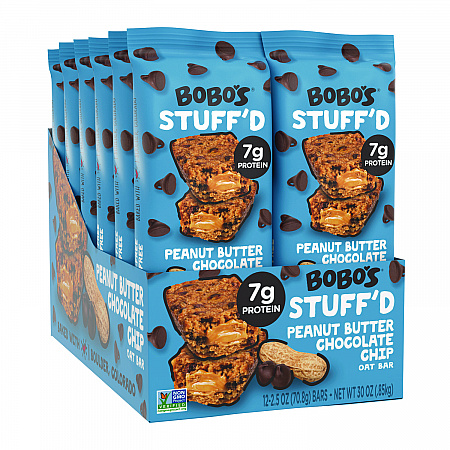 Stuff'D Peanut Butter and Chocolate Chip Oat Bar, 2.5 oz Bar, 12/Box (00104)