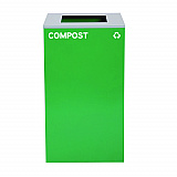29 Gallon Trash/Recycling Cans, Steel, Green Compost Can with Square Lid (4450KITGRNSC)