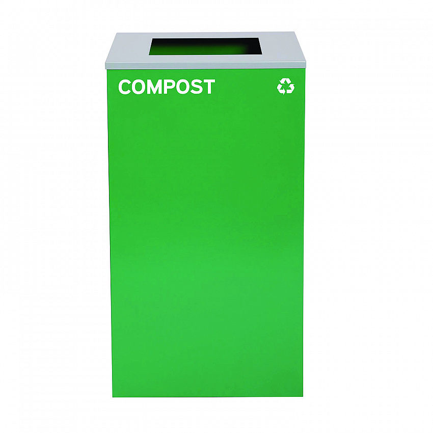29 Gallon Trash/Recycling Cans, Steel, Green Compost Can with Square Lid (4450KITGRNSC)