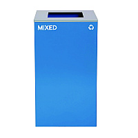 29 Gallon Trash/Recycling Cans, Steel, Blue Mixed Recycling Can with Square Lid (4450KITBLUSM)