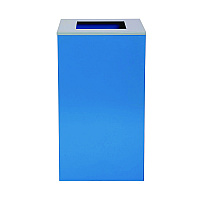 29 Gallon Trash/Recycling Cans, Steel, Blue Can with Square Lid (4450KITBLUS)