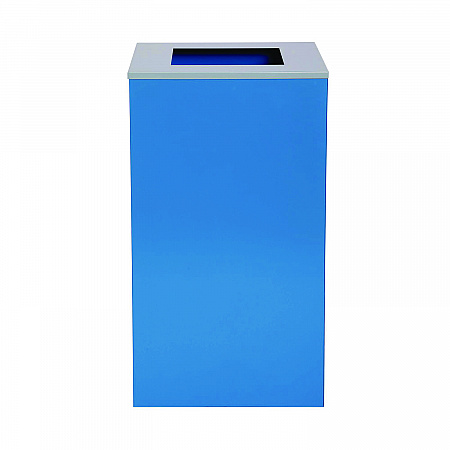 29 Gallon Trash/Recycling Cans, Steel, Blue Can with Square Lid (4450KITBLUS)
