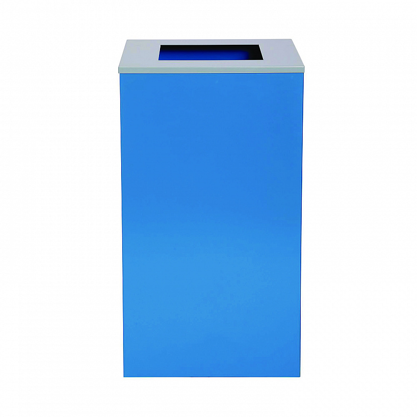 29 Gallon Trash/Recycling Cans, Steel, Blue Can with Square Lid (4450KITBLUS)