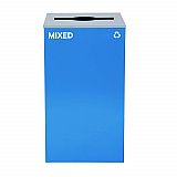 29 Gallon Trash/Recycling Cans, Steel, Blue Mixed Recycling Can with Mixed Lid (4450KITBLUMM)