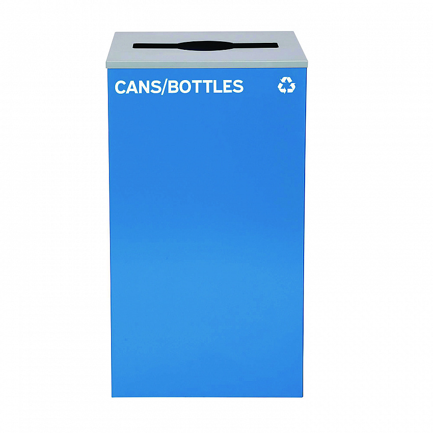 29 Gallon Trash/Recycling Cans, Steel, Blue Cans/Bottles Recycling Can with Mixed Lid (4450KITBLUMC)