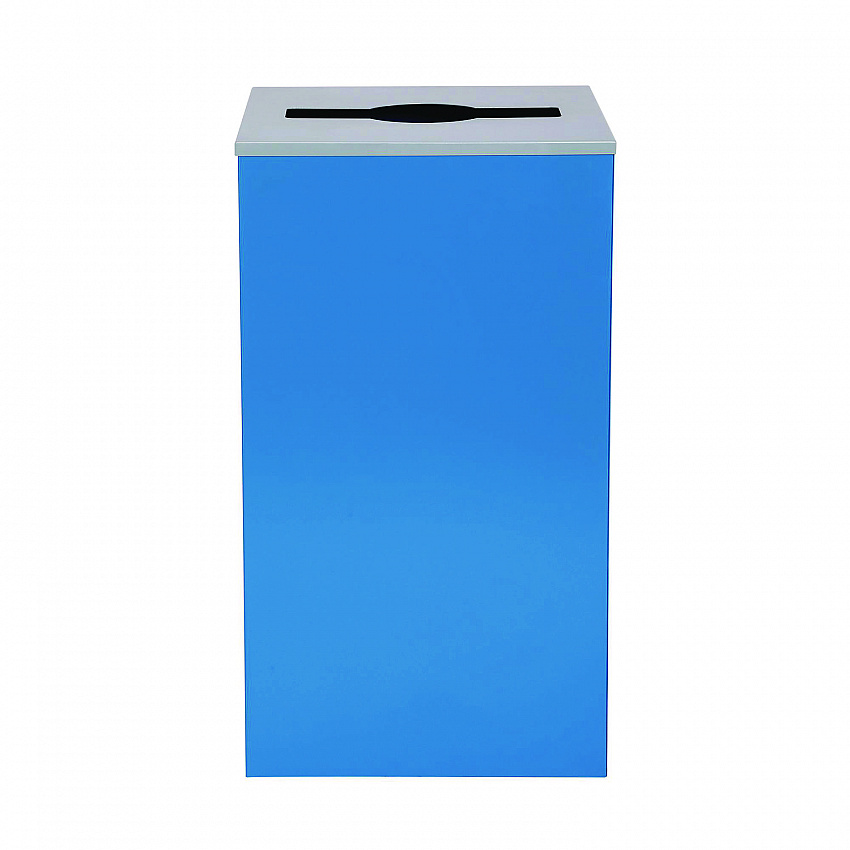 29 Gallon Trash/Recycling Cans, Steel, Blue Can with Mixed Lid (4450KITBLUM)