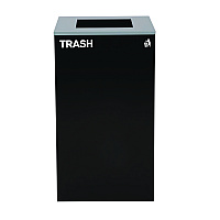 29 Gallon Trash/Recycling Cans, Steel, Black Trash Can with Square Lid (4450KITBLKST)