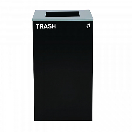 29 Gallon Trash/Recycling Cans, Steel, Black Trash Can with Square Lid (4450KITBLKST)