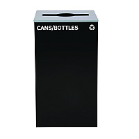 29 Gallon Trash/Recycling Cans, Steel, Black Cans/Bottles Recycling Can with Mixed Lid (4450KITBLKMC)