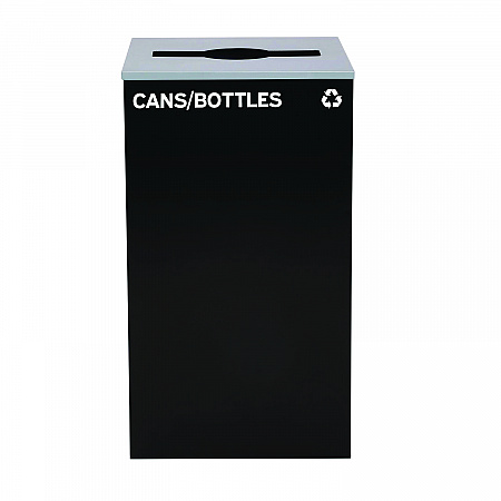 29 Gallon Trash/Recycling Cans, Steel, Black Cans/Bottles Recycling Can with Mixed Lid (4450KITBLKMC)