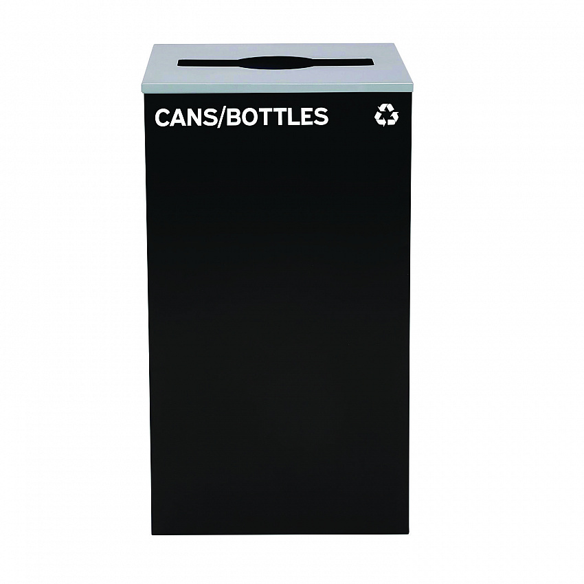29 Gallon Trash/Recycling Cans, Steel, Black Cans/Bottles Recycling Can with Mixed Lid (4450KITBLKMC)