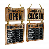 Business Hours Outdoor Sign, 9.75 x 22.5, Brown Face, Black/White Lettering, Chalkboard (EGPHD0310S)