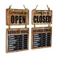 Business Hours Outdoor Sign, 9.75 x 22.5, Brown Face, Black/White Lettering, Chalkboard (EGPHD0310S)