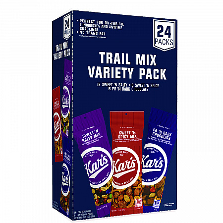 Trail Mix Variety Pack, Assorted Flavors, 24 Packets/Box (KAR08362)