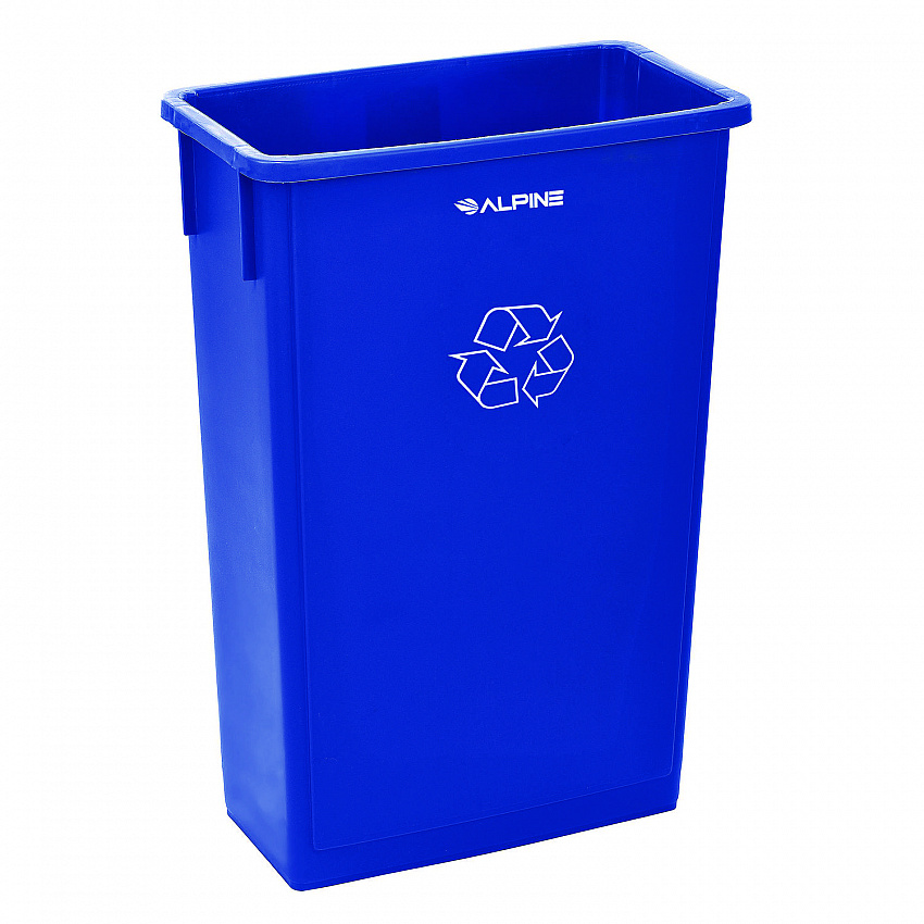 Slim 23 Gallon Recycling Bin, Plastic, Blue (477RBLU)