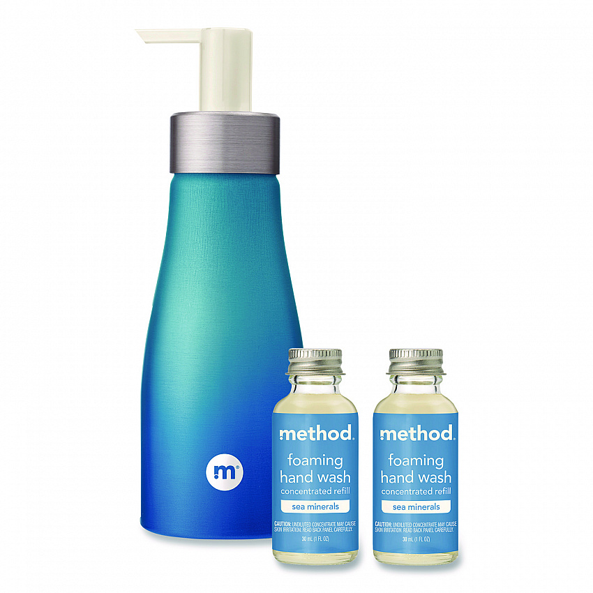 Refill + Reuse Foaming Hand Soap Refill Kit, Sea Minerals Scent, (2) 1 oz Refill Bottles, 10 oz Dispenser Bottle (356001)
