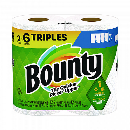 Select-a-Size Kitchen Roll Paper Towels, 2-Ply, 11 x 5.9, White, 135 Sheets/Roll, 2 Rolls/Pack (06133)