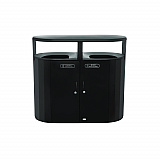 RESIST Dual Stream Waste and Recycling Container, 66 gal, Metal, Textured Black/Black Gloss (2185042)