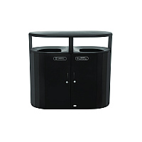 RESIST Dual Stream Waste and Recycling Container, 66 gal, Metal, Textured Black/Black Gloss (2185042)