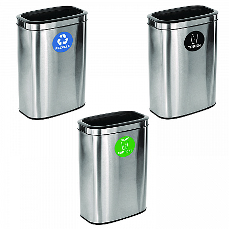10.5 Gallon Recycle, Trash and Compost Combo Station, Brushed Stainless Steel (47040LRTCO)