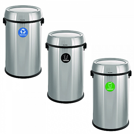 17 Gallon Stainless Steel Indoor Recycling, Trash and Compost Bins with Swivel Lid (47065L1RTCO)
