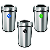 17 Gallon Stainless Steel Open Top Recycling, Trash and Compost Station (47065LRTCO)