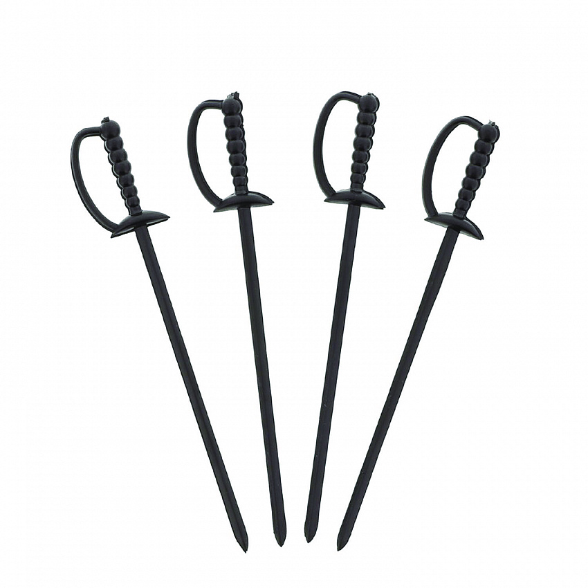 Sword Picks, Plastic, 6", Black, 1,000/Box, 10 Boxes/Carton (RP147BK)