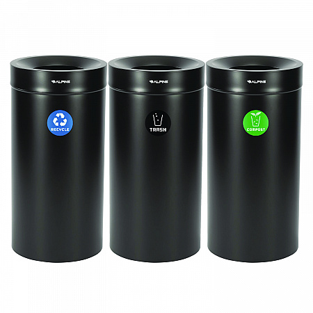 27 Gallon Black Stainless Steel Compost Bin, Recycling Can and Trash Receptacle (47527BLKRTCO)