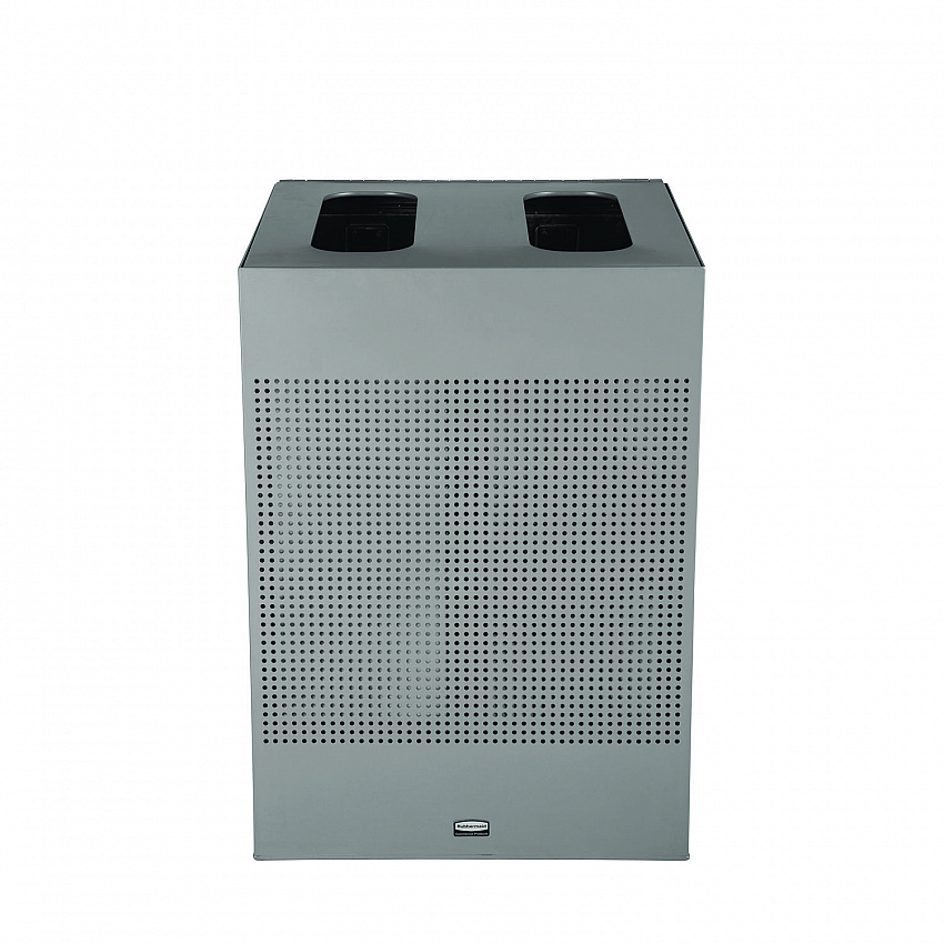 Designer Line Silhouettes Waste Receptacle, 34 gal, Steel, Silver Metallic (2182675)