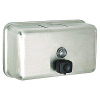 Horizontal Manual Surface-Mounted Stainless Steel Liquid Soap Dispenser, 40 oz, 2.8 x 8.1 x 4.8, Brushed Stainless Steel (ALP424SSB)