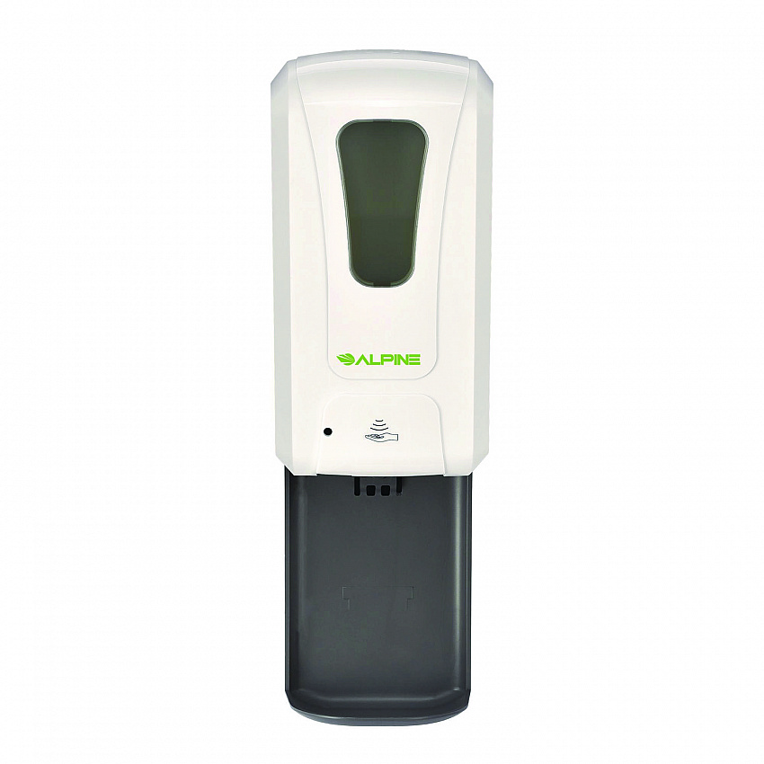 Wall Mount Automatic Gel Hand Sanitizer/Soap Dispenser with Drip Tray, 40 oz, 4.48 x 6 x 18.1, White (ALP430LT)