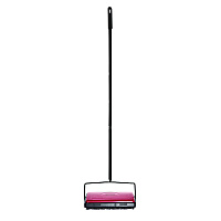 Manual Triple Brush Carpet and Floor Sweeper, 42.5" Handle, Red (ALP469REDNEW)