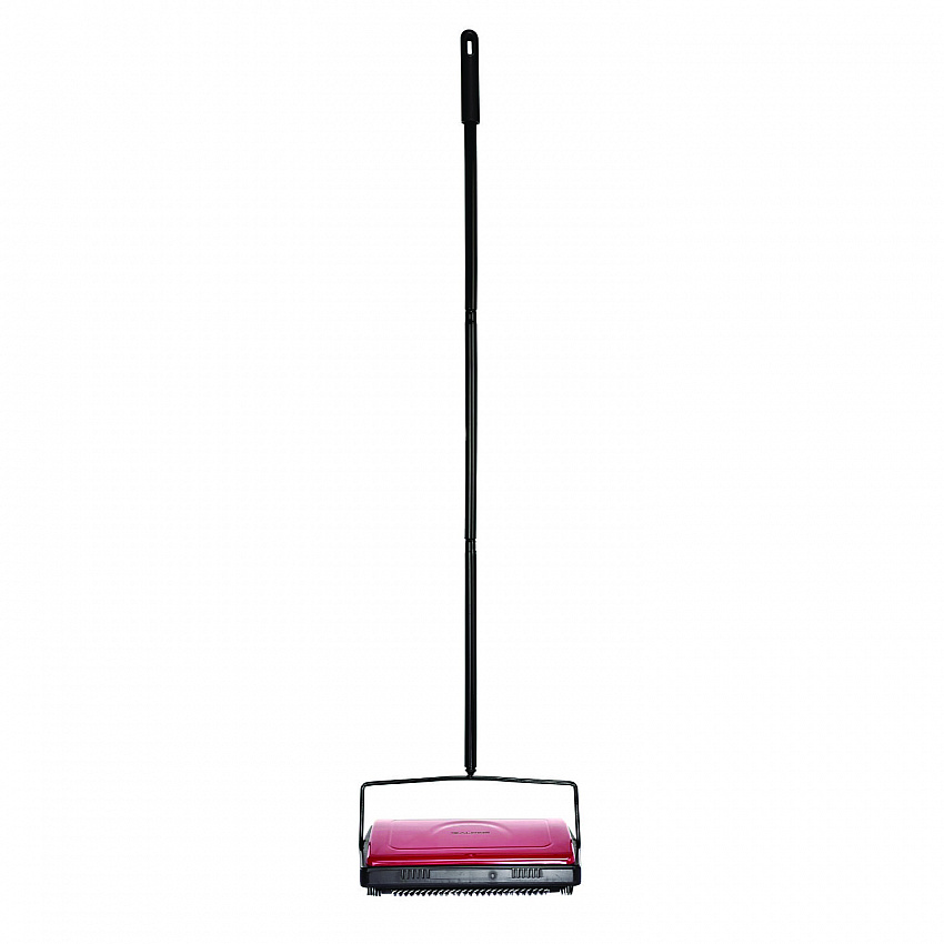 Manual Triple Brush Carpet and Floor Sweeper, 42.5" Handle, Red (ALP469REDNEW)