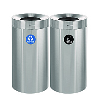 27 Gallon Stainless Steel Recycling Can and Trash Receptacle, Brushed Stainless Steel (ALP47527RT)