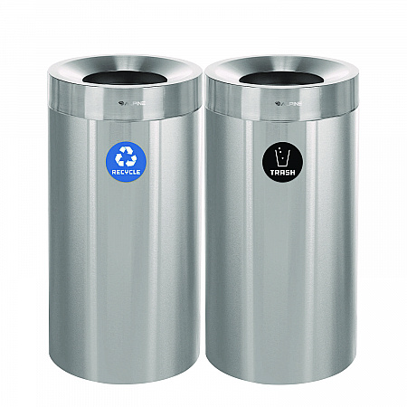 27 Gallon Stainless Steel Recycling Can and Trash Receptacle, Brushed Stainless Steel (ALP47527RT)