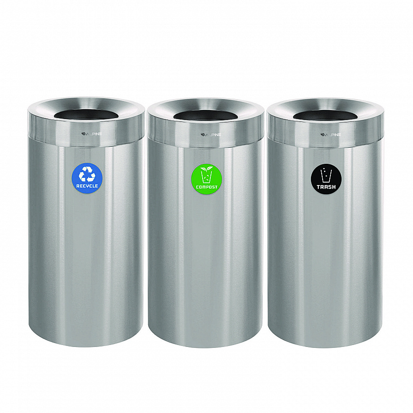 27 Gallon Stainless Steel Compost Bin, Recycling Can and Trash Receptacle, Brushed Stainless Steel (ALP47527RTCO)