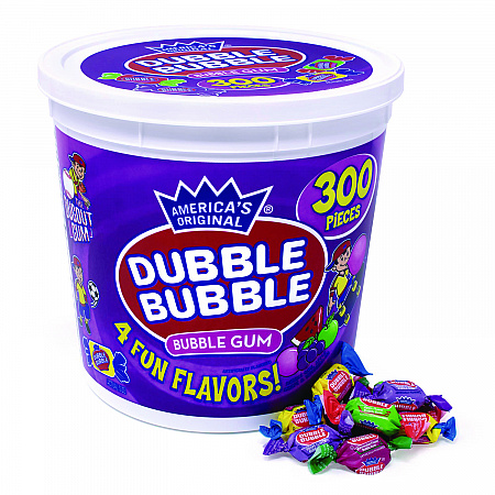 Bubble Gum Assorted Flavor Twist Tub, 300 Pieces/Tub, 1 Tub/Carton (22000223)
